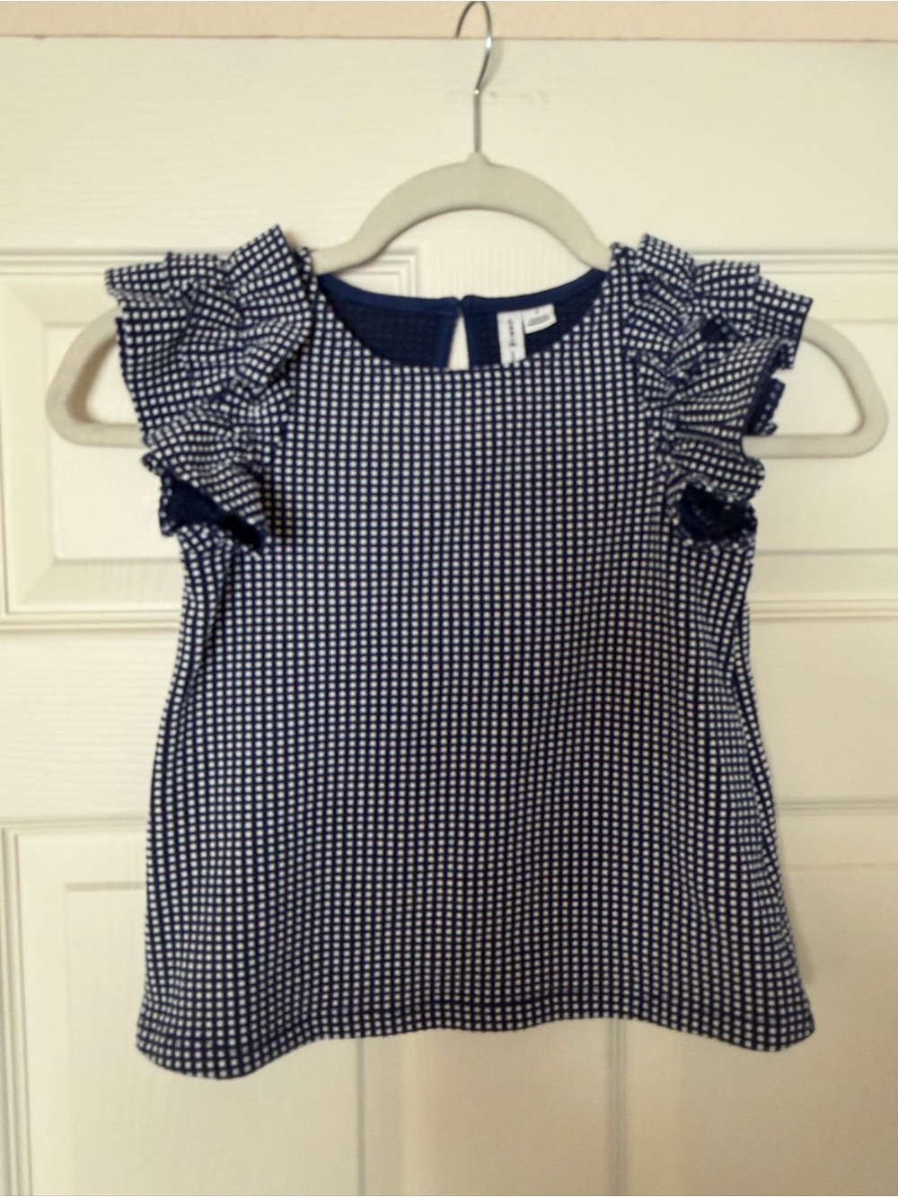Janie and Jack Blue and White Ruffle  Sleeve Top Size 7
